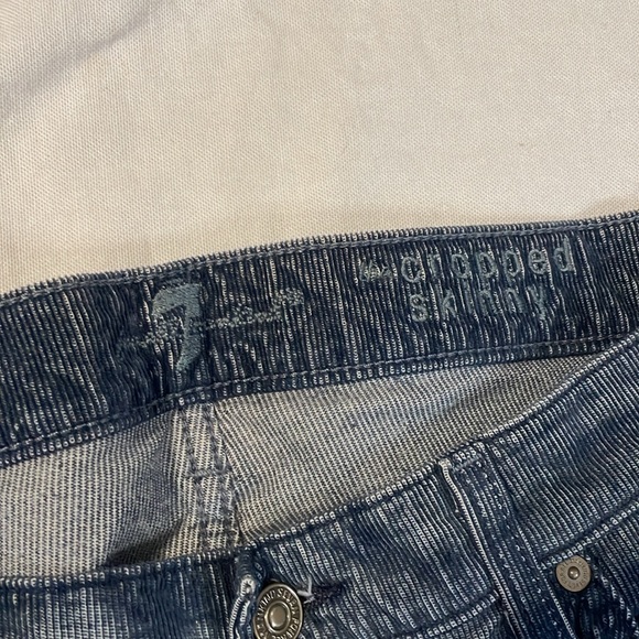 7 For All Mankind Women’s Blue Velvet Corduroy Cropped & Skinny Jeans Pants 32 - Picture 4 of 12